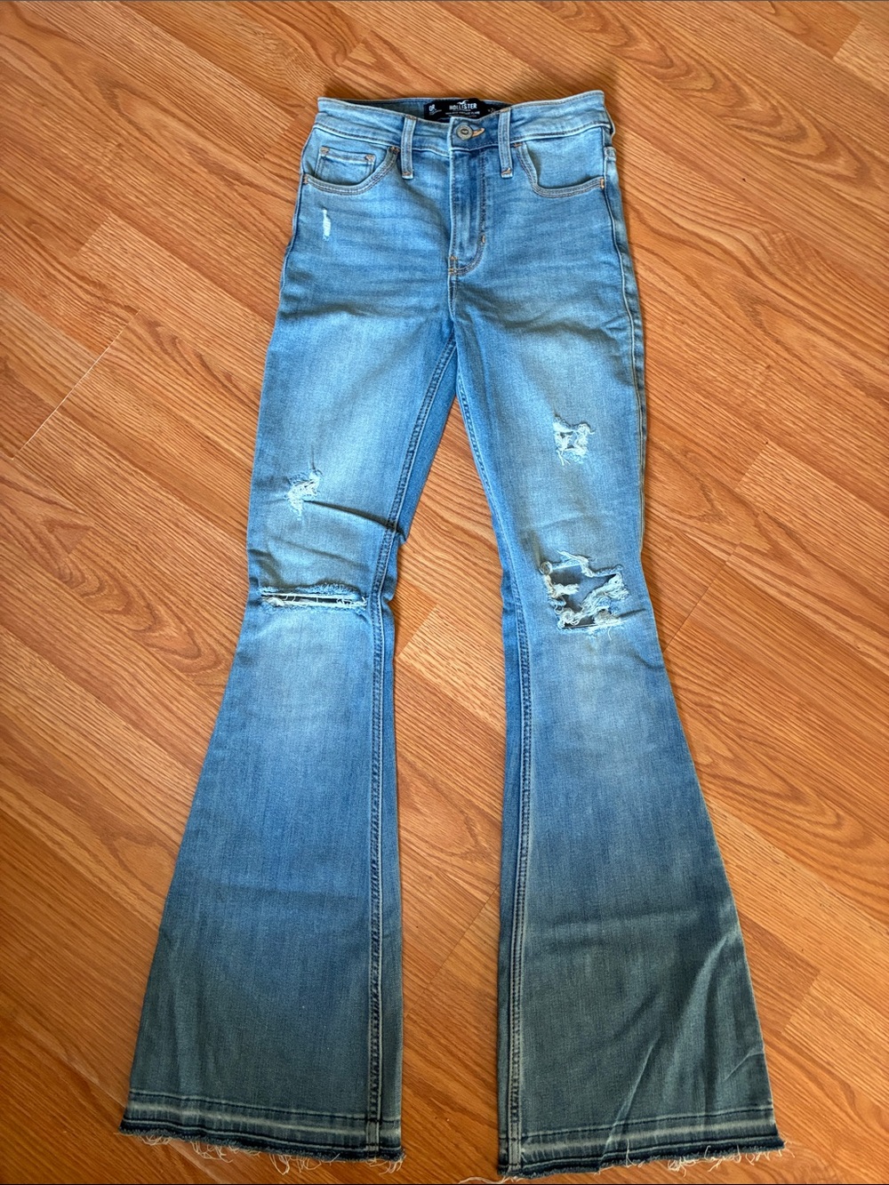 Hollister Light Blue Distressed Flare Jeans